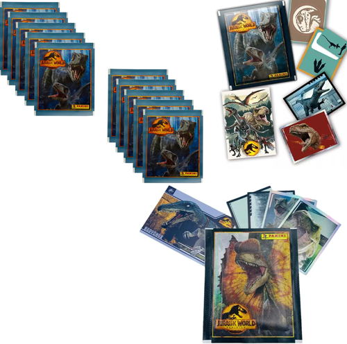 Jurassic World Dominion 15 Paket Çıkartma (60 Stickers+15 Kart) Büyülü Dinazor Dünyası