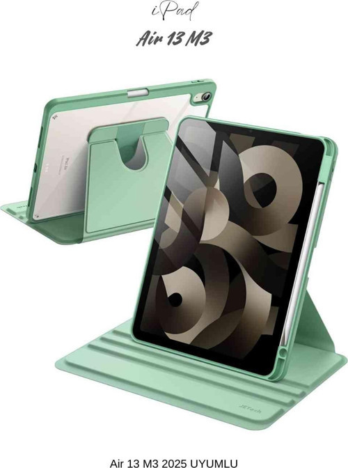 iPad Air 13 2025 M3 Çip Uyumlu 360° Dönebilen Yatay Dikey Standlı Fuchsia Pino Tablet Kılıfı