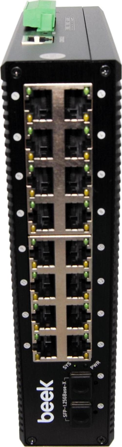 Beek Yönetilebilir L2+ Endüstriyel PoE Switch 16 x 10/100/1000T IEEE802.3af/at PoE+ port (Port başına 30.8 watt) (PoE Gü