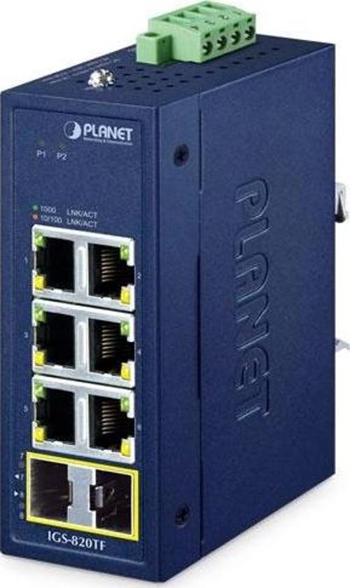 Compact Industrial 6-Port 10/100/1000T + 2-Port 100/1000X SFP Ethernet Switch TdrTR
