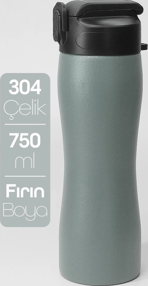 Pipetli Paslanmaz Çelik Matara - 304 Çelik Spor Suluk BPA İçermez Taşınabilir Tasarım - Füme Renk