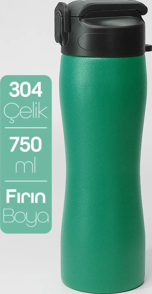 Pipetli Paslanmaz Çelik Matara - 304 Çelik Spor Suluk BPA İçermez Taşınabilir Tasarım - Yeşil Renk