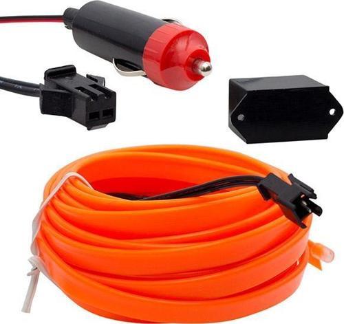ARAÇ İÇİ NEON ORANJ 5 METRE İP AYDINLATMA ÇAKMAKLIKLI-Findit