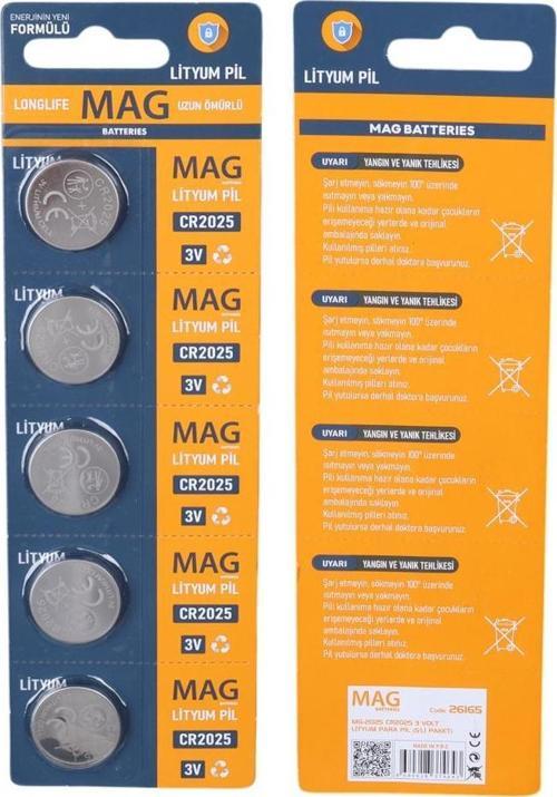 Batteries MG-2025 CR2025 3 Volt Lityum Para Pil (5'li Blister Paket)