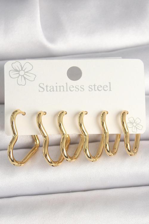 Gold Renk Kalp Model Kadın Küpe Seti - EBJ250315W32078