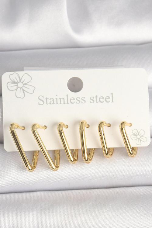 Gold Renk Üçgen Model Kadın Küpe Seti - EBJ250315W32072