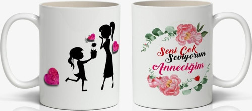 Seni Çok Seviyorum Anneciğim Baskılı 1 Adet Annelerin Gönlünü Fetheden Anneler Günü Hediyelik Kupa