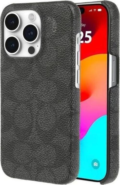 Hakiki Çakıllı Deri iPhone 15 Pro Kılıfı Charcoal iPhone 15 Pro