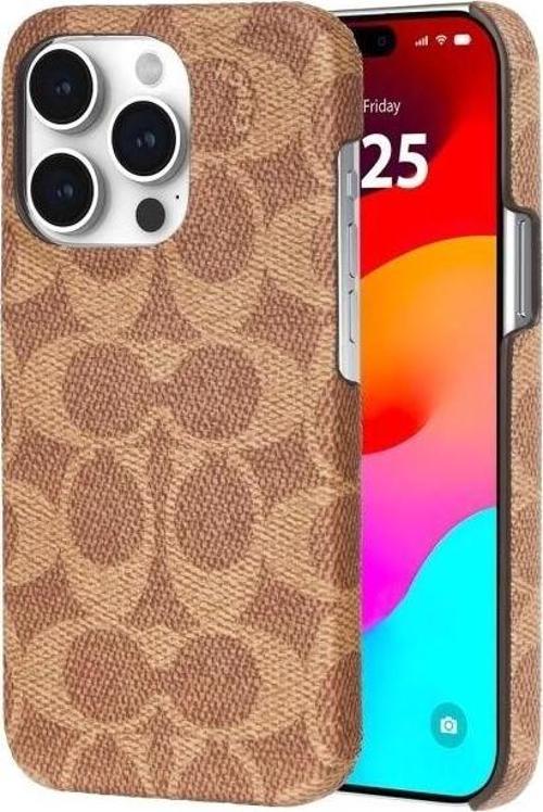 Hakiki Çakıllı Deri iPhone 15 Pro Kılıfı Tan iPhone 15 Pro
