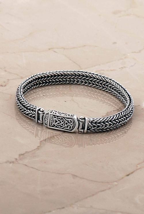 Örgü Elişi 21 Cm Gümüş Erkek Bileklik 4769