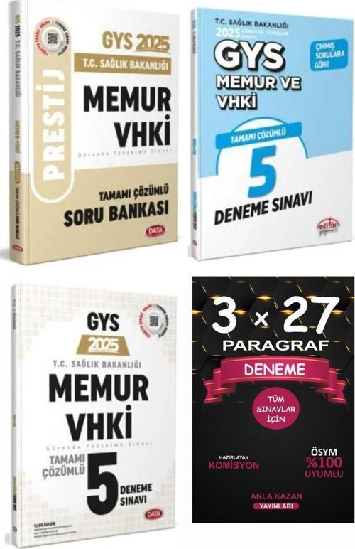 Data + Editör 2025 T.C. Sağlık Bakanlığı Memur VHKİ Tamamı Çözümlü 5+5 Deneme ve Data Prestij Soru