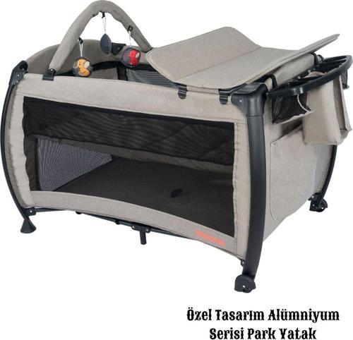 Maccon Prime Alüminyum Kasa Park Yatak Sallanır Cibinlikli Oyun Parkı Beşik 70X110 Cm
