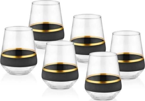 Glow Su Bardağı Kısa Siyah Gold 6lı GLW0003