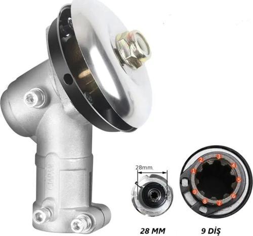 prc çinMotorlu Tırpan Redüktör Dişli Gurubu 9 Diş Frezeli 28 mm çin modellere uyumludur Ferrino,Palm