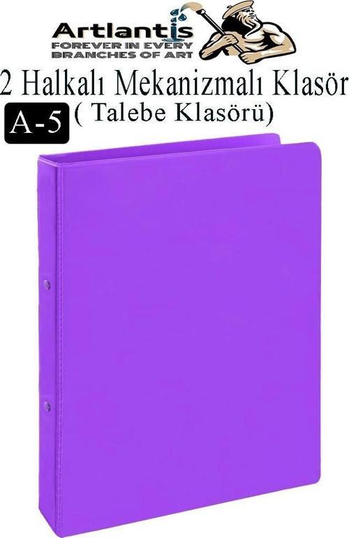 2 Halkalı Klasör 1 Adet A5 PVC Öğrenci ve Ofis Tipi Evrak Sunum Klasörü İç Cepli Otomatik Mekanizmalı Büro Okul Arşivle