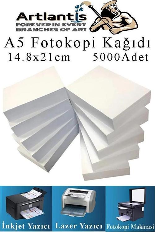 Fotokopi Kağıdı A5 80 gr 500 lü 10 Paket  Fotokopi Kağıdı Lazer İnkjet ve Fotokopi Makineleri İçin Uyumlu