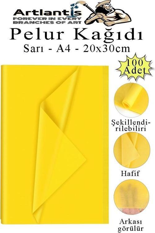 Sarı Pelur Kağıdı 100 lü 1 Paket A4 Pelur Kagıt Moda Tasarım Tekstil Hediye Paketleme Ambalaj Kağıdı Parti Doğum Günü