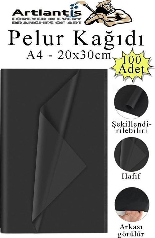 Siyah Pelur Kağıdı 100 lü 1 Paket A4 Pelur Kagıt Moda Tasarım Tekstil Hediye Paketleme Ambalaj Kağıdı Parti Doğum Günü