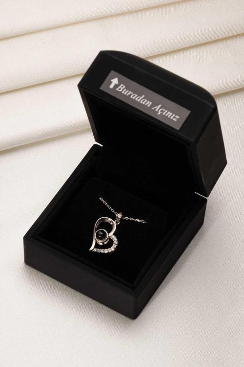 925 Ayar Gümüş 100 Dilde Seni Seviyorum Yazılı Projektör Kolye-Işıklı Kutuda