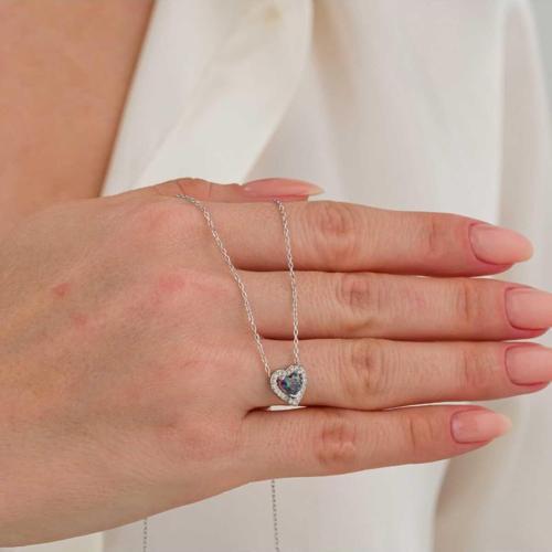 925 Ayar Gümüş Minimalist Mistik Kalp Kolye