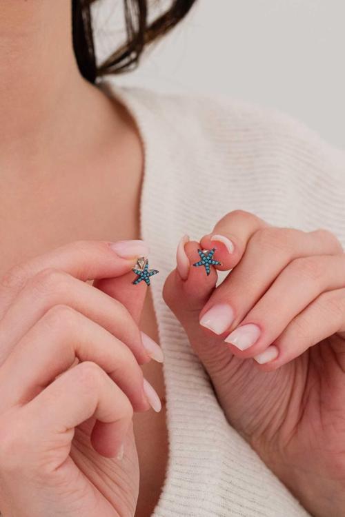 925 Ayar Gümüş Deniz Yıldızı Küpe