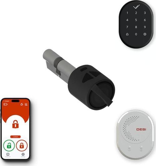 Desi Utopic R Siyah Akıllı Kilit Telefondan Kontrol - Akıllı Köprü - Tuş Takımlı Set - Her Kapıya Deliksiz Montaj Imkanı