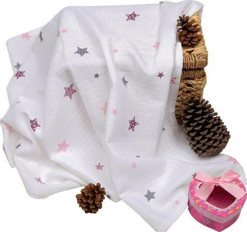 Çok Amaçlı Müslin Örtü 100x80 cm - Pembe Yıldız 8682476853124