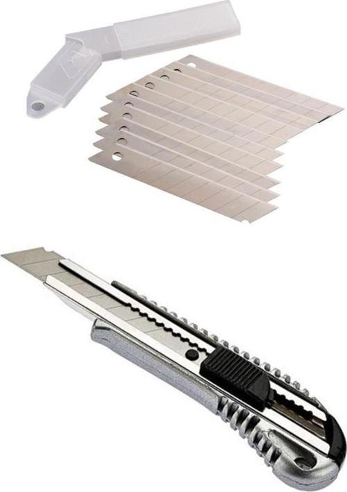 Metal Maket Bıçağı + 10 lu Maket Bıçağı Yedek Ucu Seti