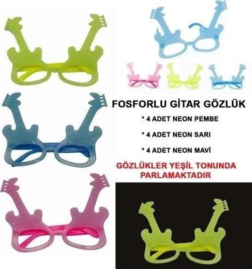 Fosforlu Gitar Glow Parti Gözlüğü 12 adet