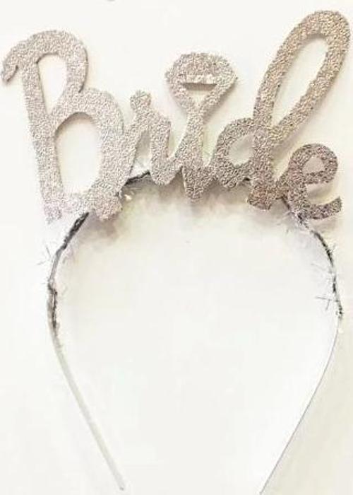 Gümüş Renk Bekarlığa Veda İtalik Yazı Alyanslı Bride Taç