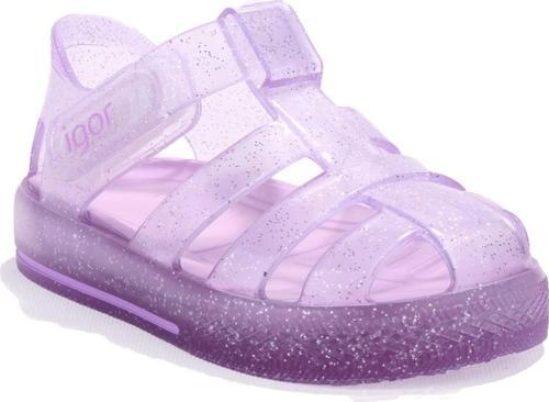 S10265 Star Glitter Lila Ortopedik Günlük Kız Çocuk Sandalet