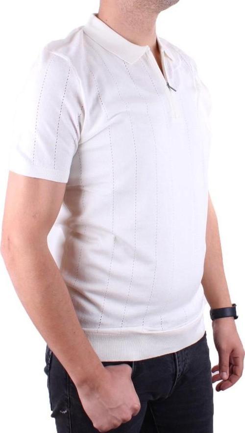 DMG23-511228 Ekru Günlük Fermuarlı Polo Yaka Erkek Tişört