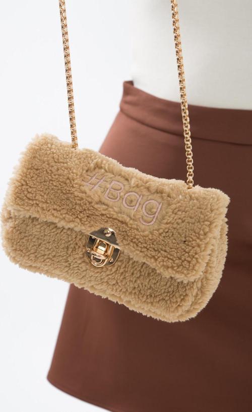 Krem Mini Peluş Çanta