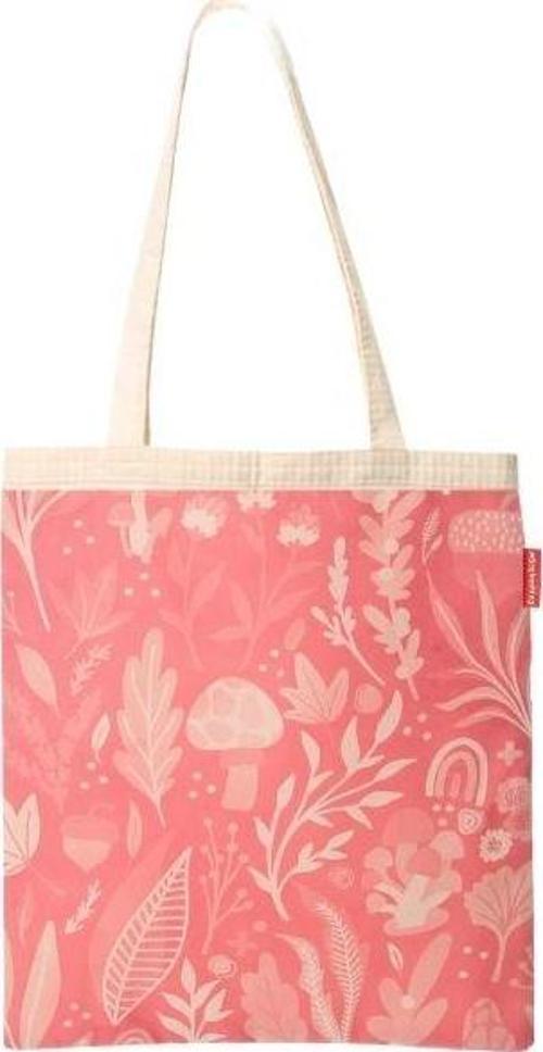Pembe Çiçekler Baskılı Bez Çanta