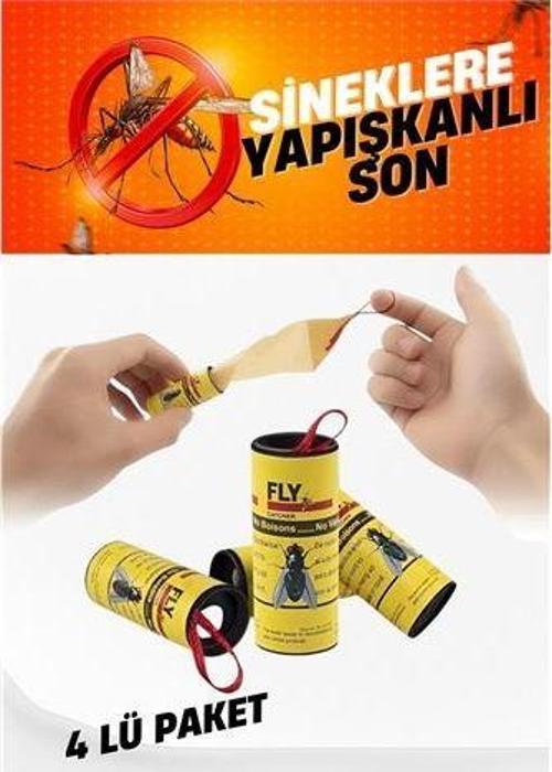 Yapışkanlı Sinek Şeridi Sinek Kapanı 4 ADET