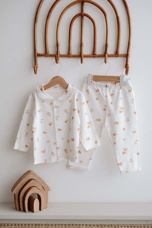 Pijama Takımı | Peachy Flowers Çok Renkli 1-2 Yaş
