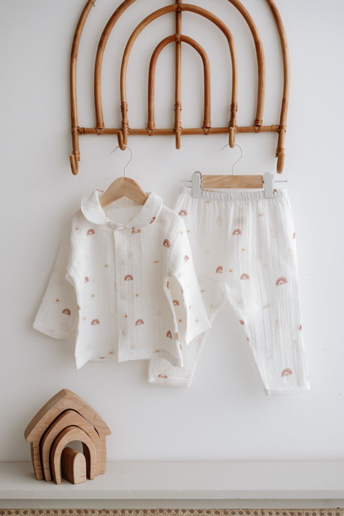 Müslin Pijama Takımı | Boho Rainbow Çok Renkli 1-2 Yaş