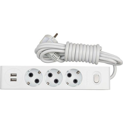 VISAGE 2 USB ÇIKIŞLI 3'LÜ ÇOCUK KORUMALI TOP.ANH.GRUP PRİZ 3MT