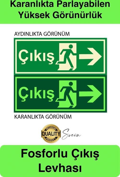 Karanlıkta Parlayan Fosforlu Acil Çıkış Yönlendirme Tabelası Aşağı Ok Levha Kaçış Yolu 30x10 cm