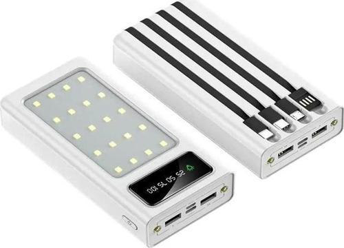  20.000 Mah Şarj Göstergeli Dahili Çoklu Kablolu Powerbank  acil durum ışık modu  ve fenerli