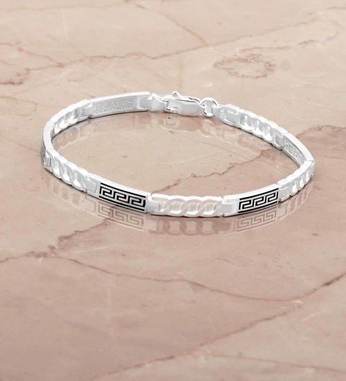Desenli Gurmet 19,5 Cm Gümüş Erkek Bileklik 4782