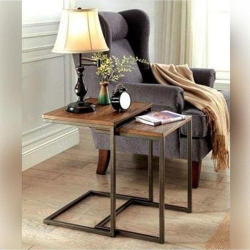 Style 2'Li Masif Panel Doğal Ahşap Zigon Sehpa