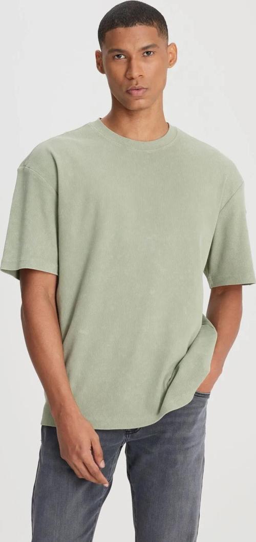 Erkek Loose Fit Rahat Kesim Bisiklet Yaka Mint Yeşili Tişört - L241569