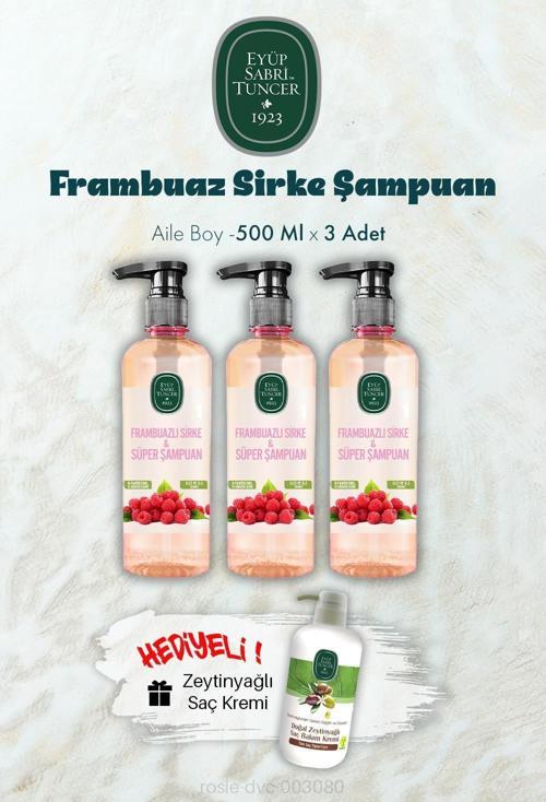 Frambuaz Sirke Şampuan 500 ML X 3 ve Saç Kremi Hediyeli