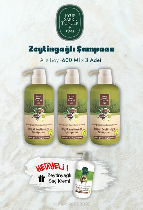 Zeytinyağlı Şampuan 600 ML X 3 ve Saç Kremi Hediyeli
