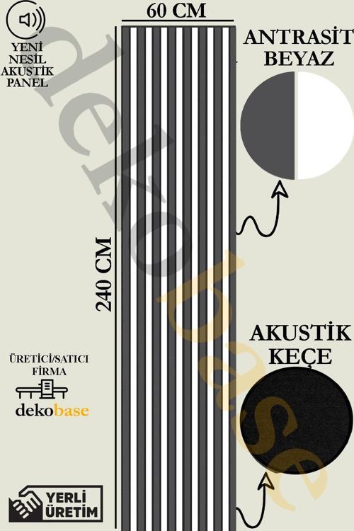 Antrasit-Beyaz Renk 60X240Cm Yeni Nesil Akustik Duvar Paneli