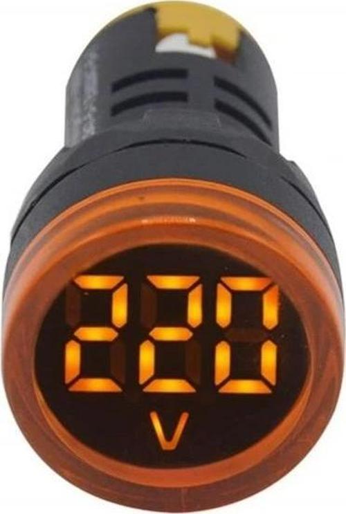 24v-550v Voltmetreli SARI Sinyal Lambası 220v Göstergeli 22mm