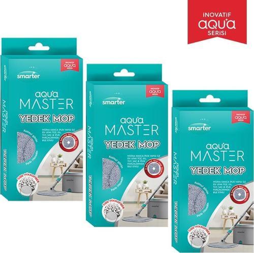 AQUA MASTER 3 ADET YEDEK MOP TEMİZ & KİRLİ SUYU AYIRMA ÖZELLİĞİ OTOMATİK TEMİZLİK SETİ MOP
