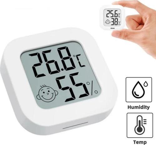 2 Adet Digital Lcd Termometre - Akıllı Sıcaklık Ve Nem Ölçer - Beyaz - Anlık Takip Özelliği