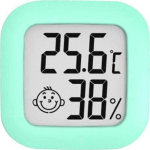 Digital Lcd Termometre - Akıllı Sıcaklık Ve Nem Ölçer - Yeşil - Anlık Takip Özelliği